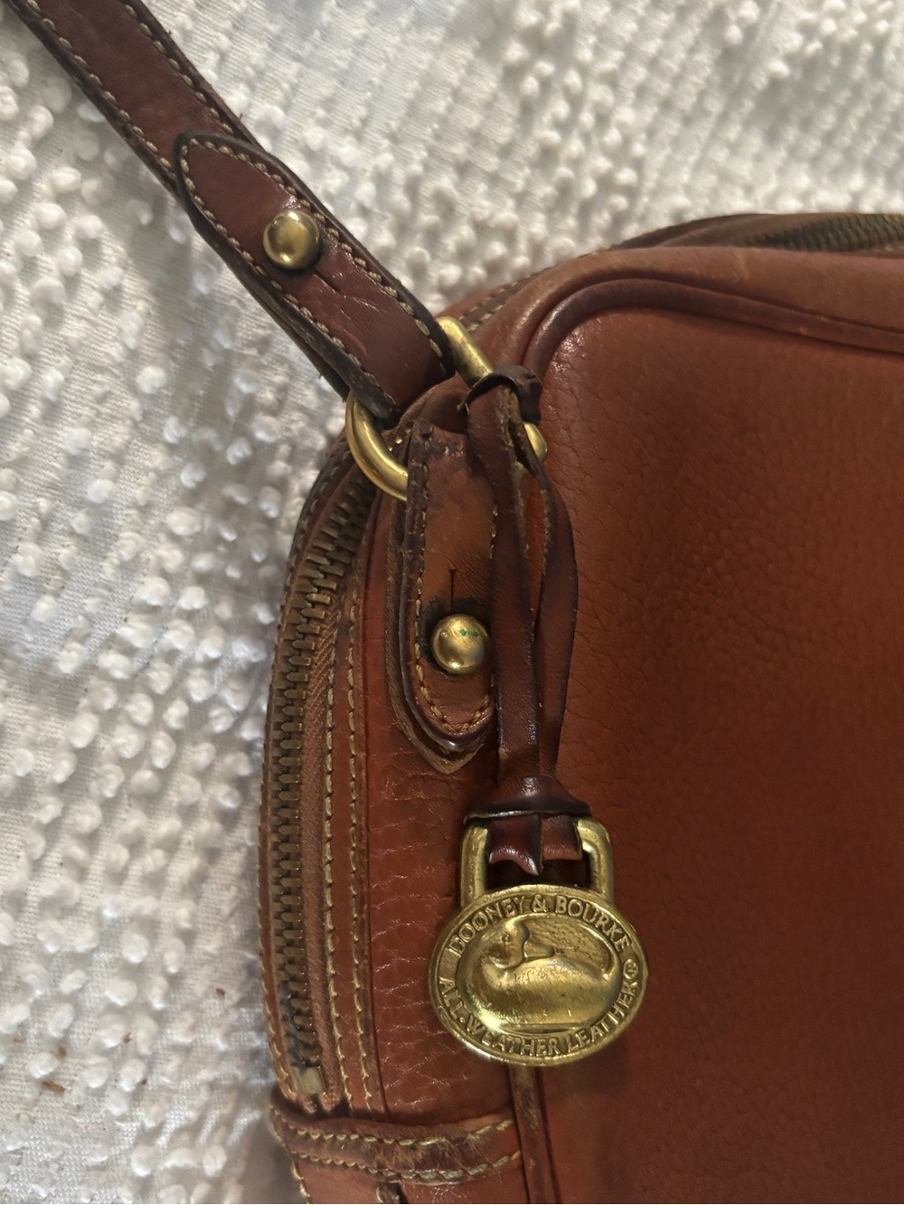 Vintage ‘90s Dooney & Bourke Crossbody Cognac Orange Brown Leather Purse - Picture 9 of 13